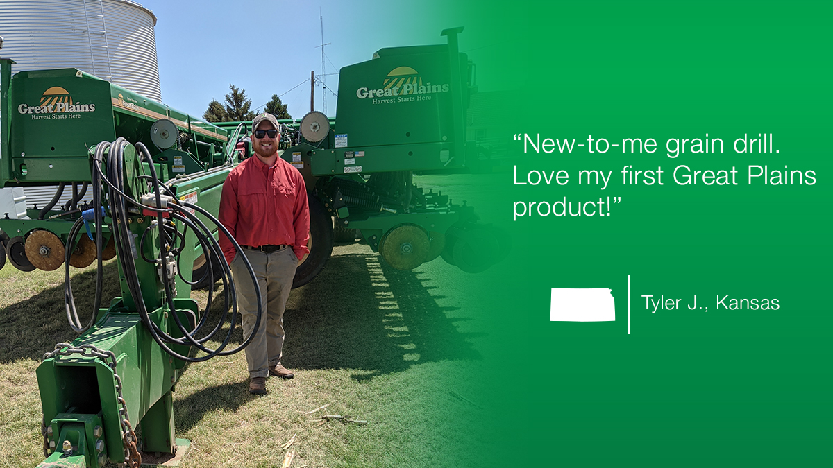 GreatPlains_Ag's tweet photo. We're honored to have Tyler J. from Kansas as our customer! Learn more about Great Plains compact drills at: https://t.co/pHILs1yhWe.
#GreatPlainsAg #HarvestStartsHere #CustomersCount #ThankYou https://t.co/jMbytDzrEs
