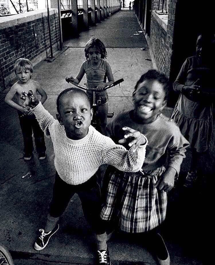 No one is born racist .North Peckham Estate, London, 1985.Photo Russell Newell