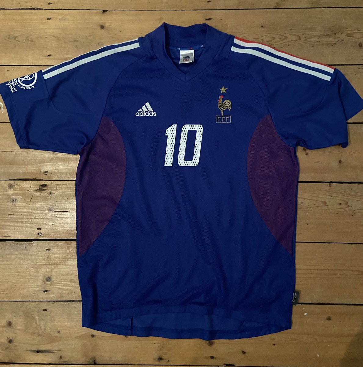 TheShirtJunky's tweet photo. Day 30. France 2002 Home shirt. This is immaculate, I remember buying this one from Ellis Sports in Hereford, now known as the colossus that is @mandmdirect #FFF #MandMdirect https://t.co/T4OqgViXs0
