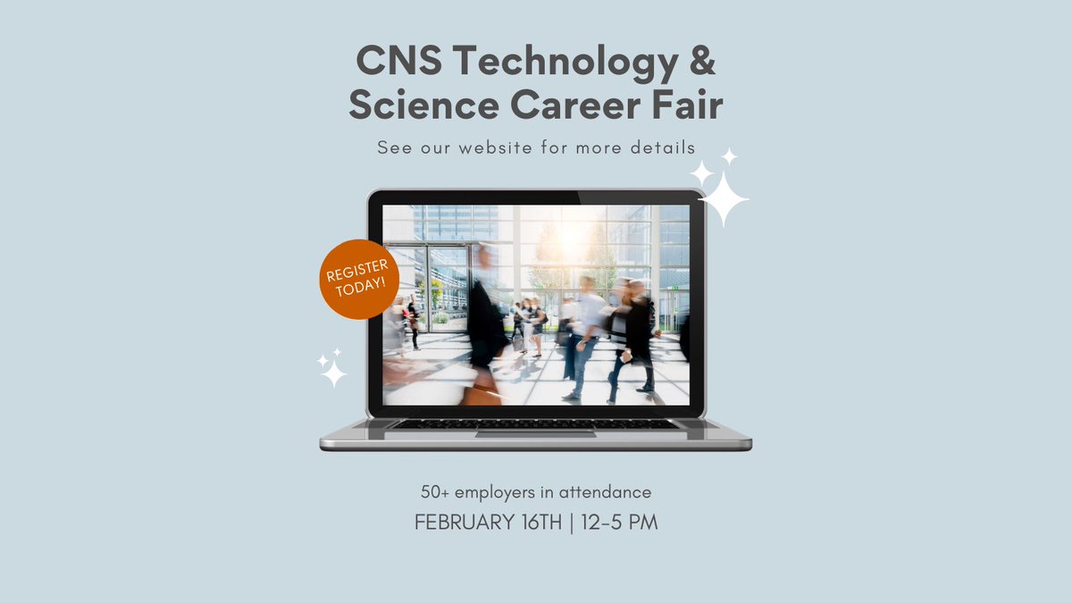 Get excited for the Technology and Science Career Fair taking place virtually on February 16th from 12-5PM! In the days leading up to the fair we will share tips and details. Don’t forget to register and check out all of the employers! #hookanoffer
