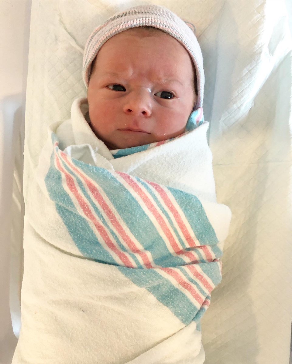 What a view for Baby Willett! Fitz gets to see mommy's school on his first day in this world! Welcome to Mustang Country, Fitzpatrick James! 💙🐴💛 #hereatgemini #mustangpride