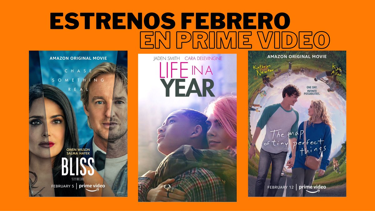 Telorecomiendox's tweet photo. [Estrenos Febrero]
En @PrimeVideoLat 
-Bliss (5)
-Life in a Year (5)
-The map of tiny perfect things (12)

Estos son los estrenos que espero, comenta cuáles esperas👇🏻 Calendario completo https://t.co/9R8xYfs7H0
