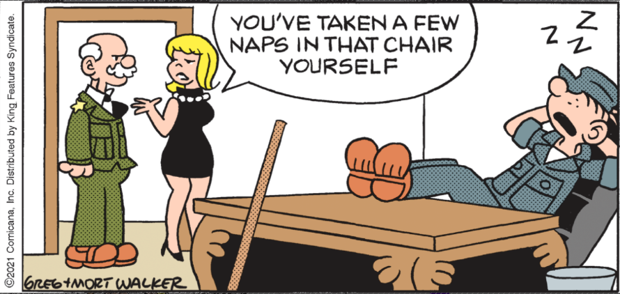 ComicsKingdom's tweet photo. Beetle Bailey's having a hard day. #isitfiveyet #longday #worklife

See the full comic: https://t.co/lvykpJoQRN https://t.co/6YUF4J2ue4