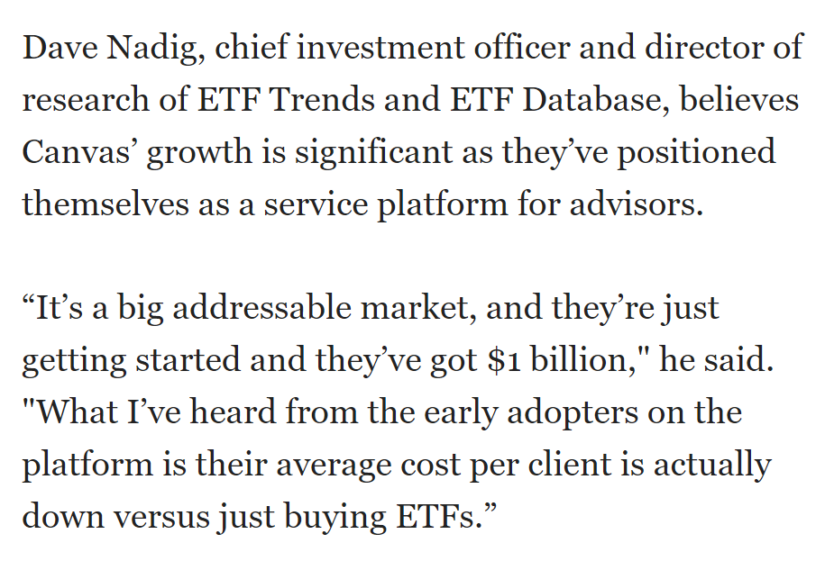 Proud of <a href="/OSAMResearch/">O'Shaughnessy Asset Management</a> for having surpassed $1b very quickly on our Canvas platform.

Even more thankful to our RIA partners, which is a community we love to serve.

Thanks <a href="/DaveNadig/">Dave Nadig</a> for putting it in perspective, spot on!

wealthmanagement.com/equities/osam-…