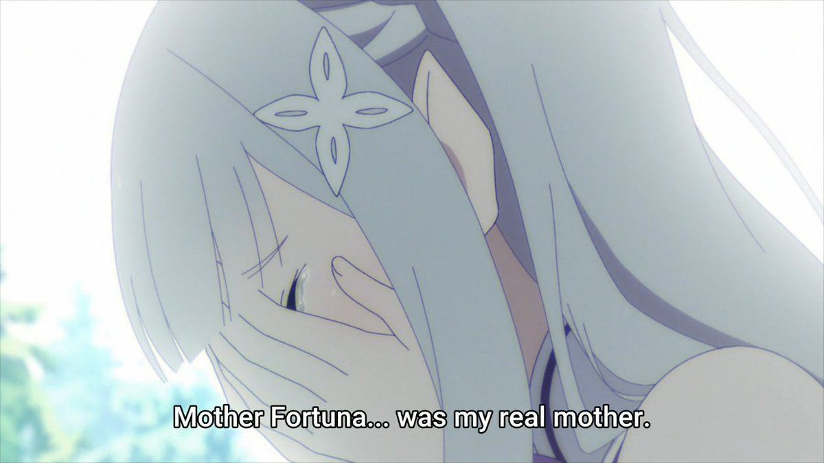 Ugh, feels people are probably gonna misunderstand this line without more context, but Emilia had decided at his point Fortuna is her mother regardless who her birth mother might have been. Emilia doesn't know her, she can only love who raised her