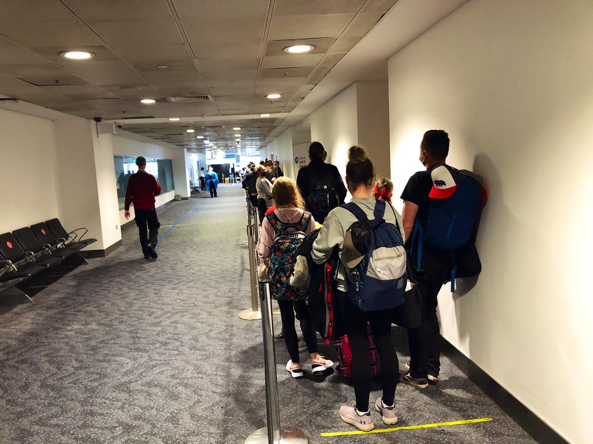 Once our crew joins us we all lined up for a temperature check and one on one discussion with health officials and/or police about how the hotel quarantine program works. Basically two weeks stuck in the room with security stationed on each floor and two  #COVID tests req’d.