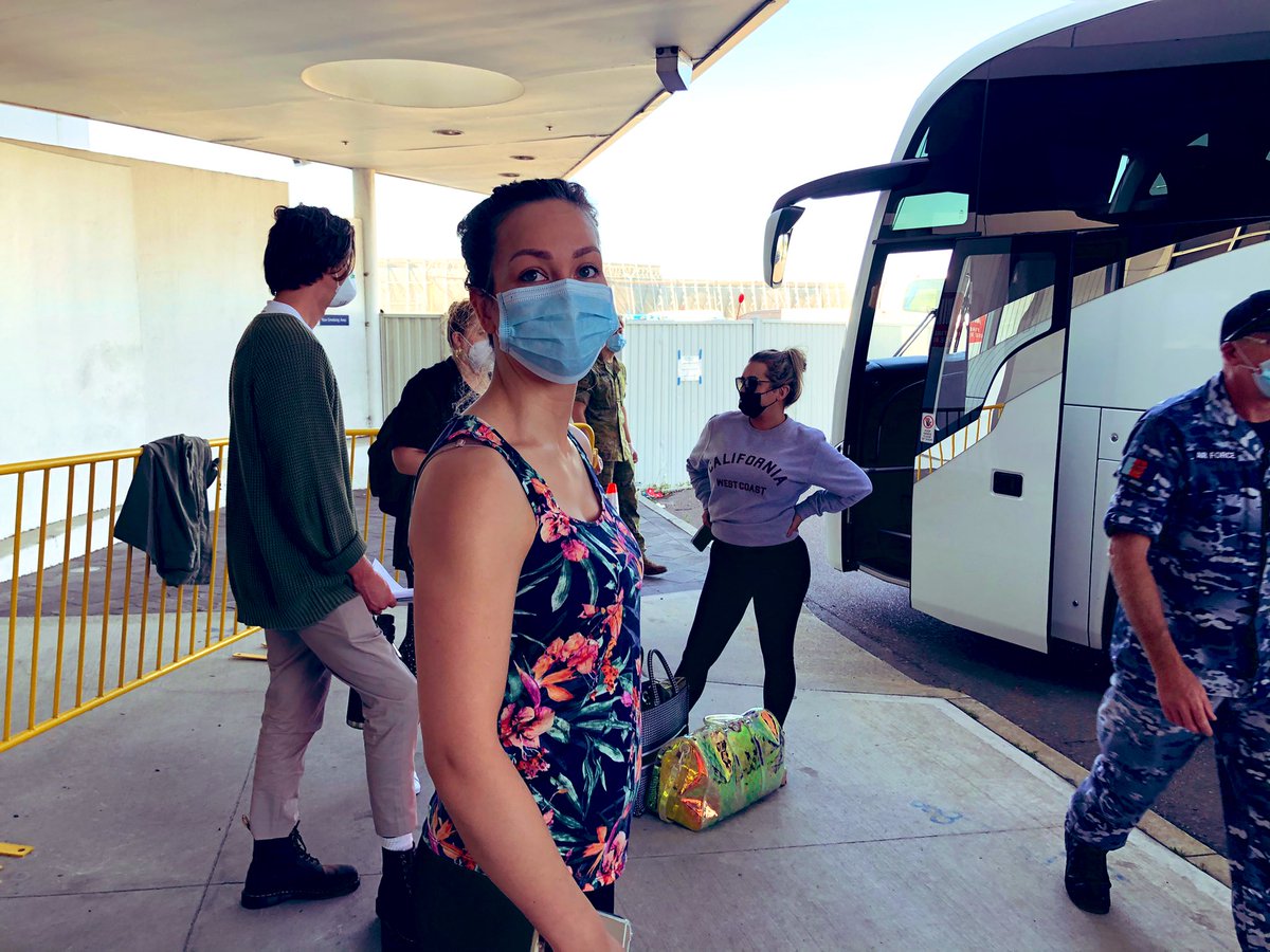 Once we go through usual customs checks (no photos allowed) it’s then a matter of reaching the exit and a bus. Military load the bags, which, when you have six overweight bags, is pretty helpful 