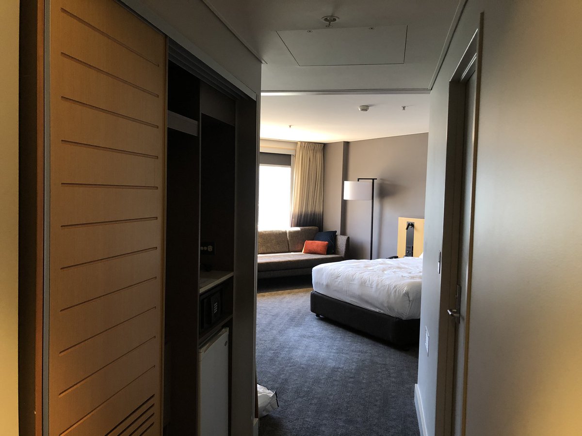So here’s the room in all it’s glory, we’ll be stuck in here for two weeks. The photos make it seem dark, but it’s actually not too bad. Good view Bright and nice fittings Helpful hotel staff Windows don’t open No microwave or cooking facilities