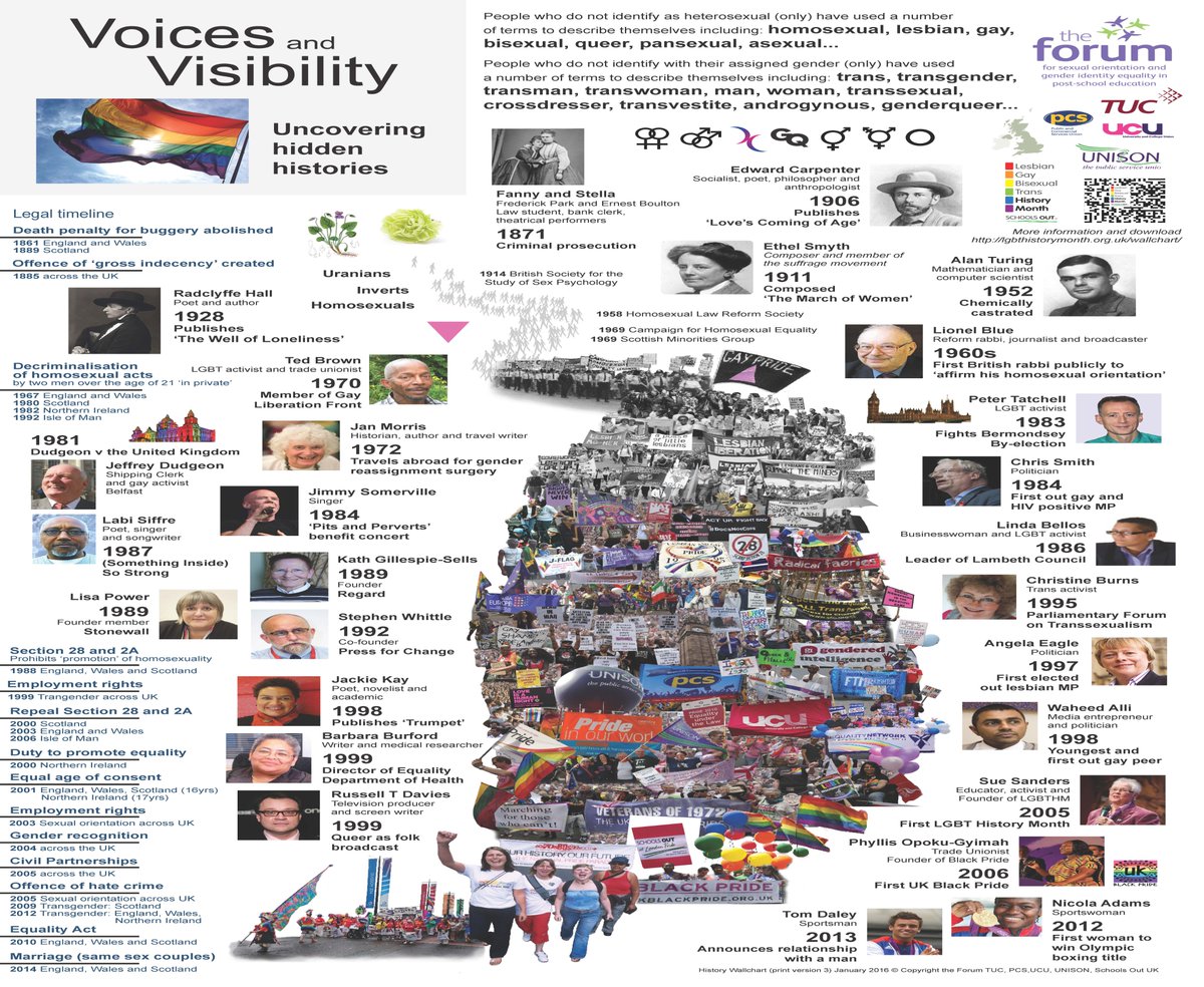 The primary aim of LGBTQ+ History Month is to teach young people about the history of the gay rights movement and to promote an inclusive modern society. Check out the Voice and Visibility website and download the epic wallchart here: voicesandvisibility.org.uk