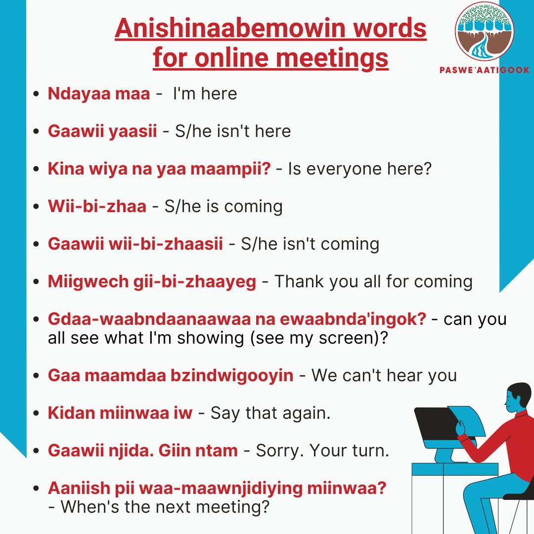Some Anishinaabemowin for your online meetings