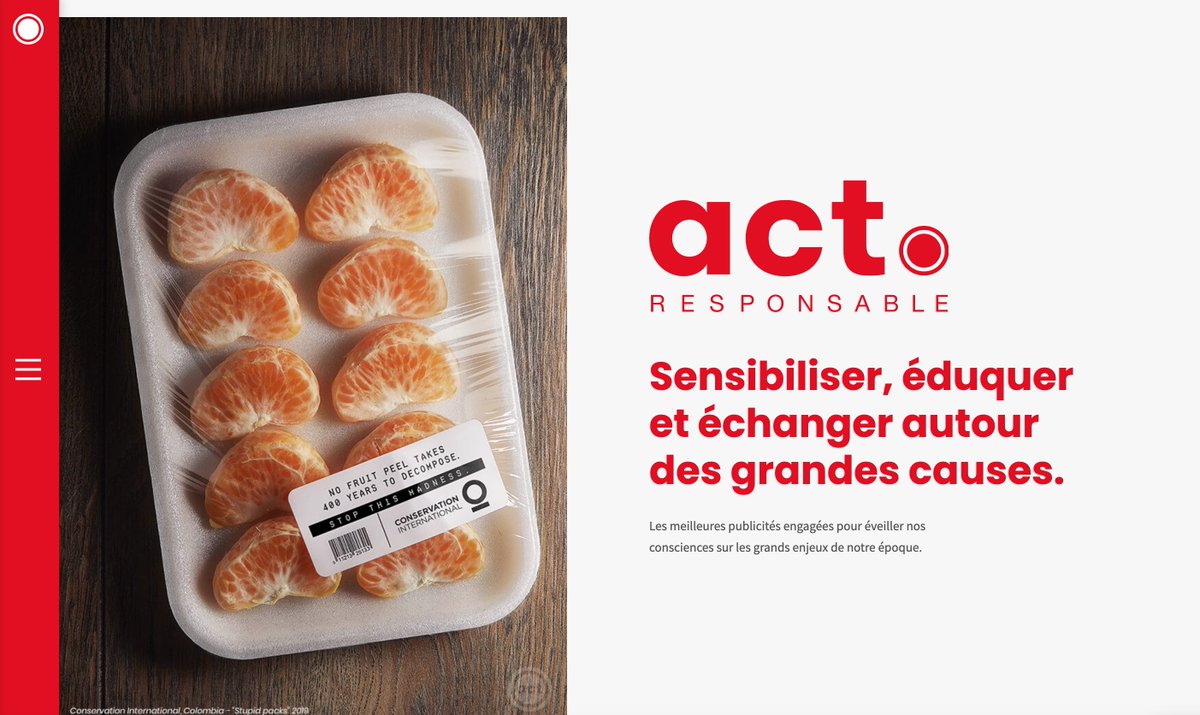 Nouveau et beau #siteweb pour @ActResponsible :

Les meilleures #publicités engagées pour éveiller nos consciences sur les grands enjeux de notre époque.
act-responsable.org

#Creation #WebDesign #Advertising #Pub