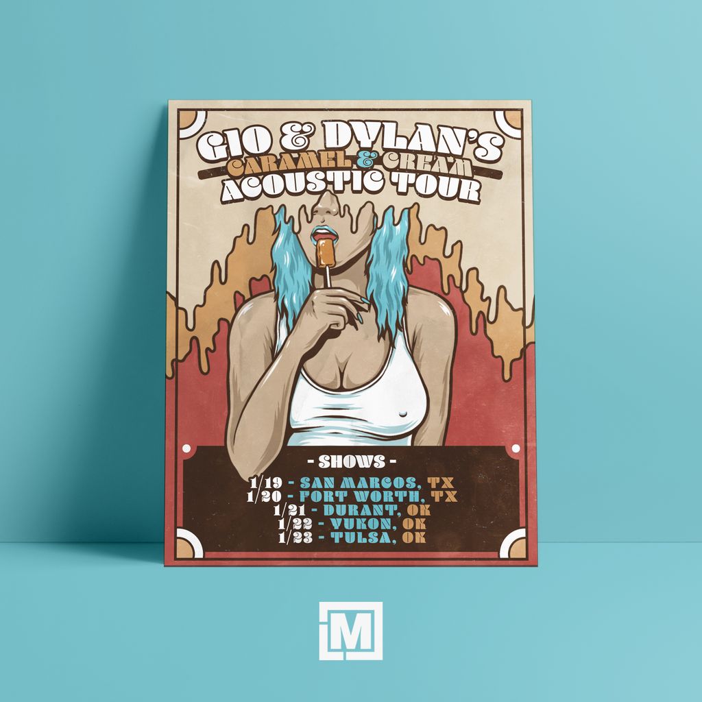_LathamMedia's tweet photo. Wear a mask, catch a show! Flyer design for Gio &amp; Dylans Caramel &amp; Cream Tour
@gioandtheguns @dylanwheeler_ https://t.co/CEZLzYauFr