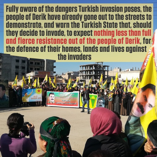 The people in  #Derik and  #Shengal are aware of what a renewed invasion means, and resist daily with high moral.With the fighting people of  #Kurdistan, we have to also take action against  #Turkish fascism and all collaborators now!Now is the time to  #SmashTurkishFascism!