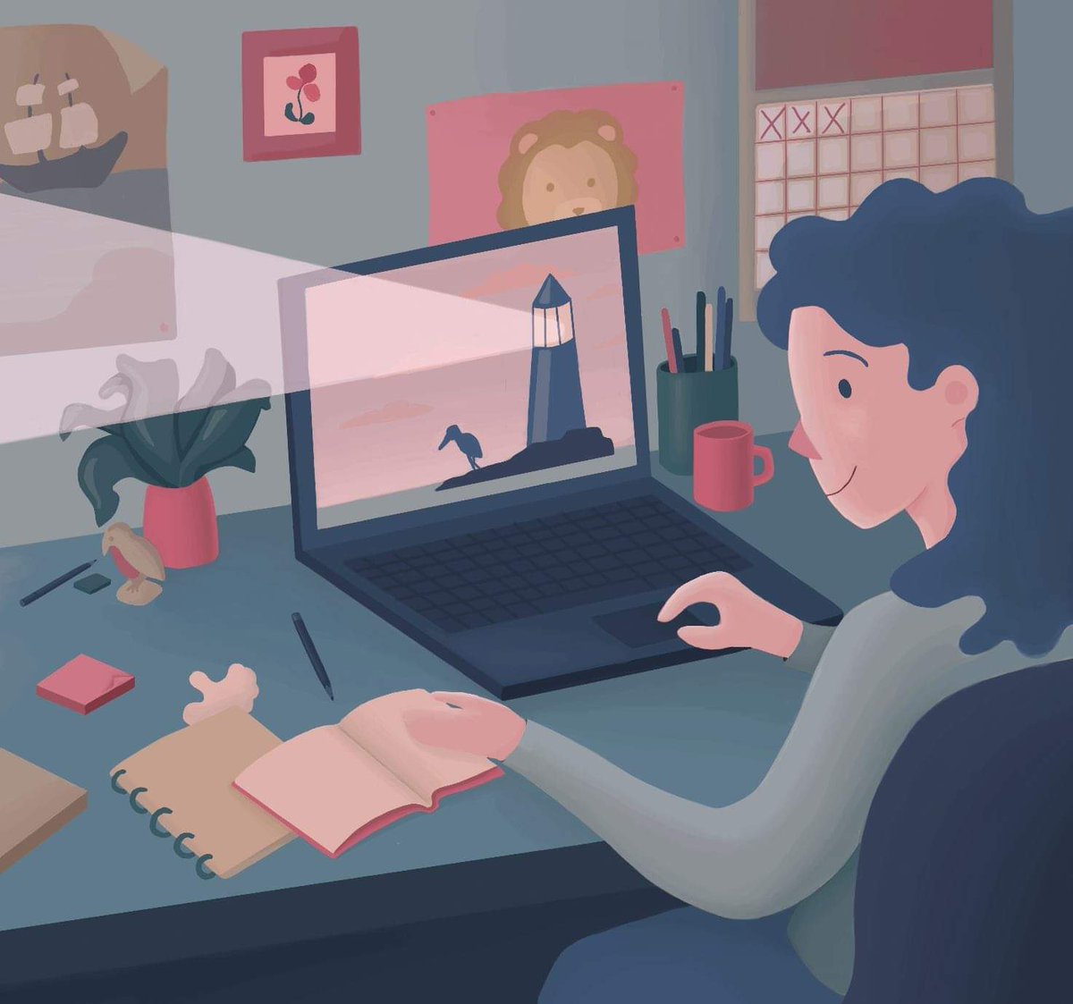 Lil working from home illustration