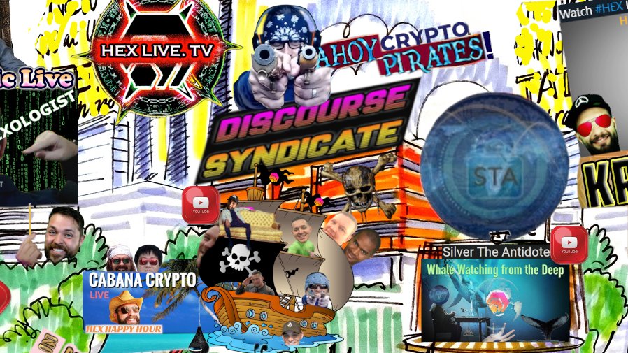 "AHOY  #CRYPTO PIRATES!"Join Captain  @RG3_Pirate, First Mate  @dollarcostcrypt, Commander  @TheRealKNTX & their band of cutthroats for Discourse Syndicate!Anything goes aboard this  #HEX pirate ship!And on Friday nights, you, yes YOU, can join in the fun! If you dare! 
