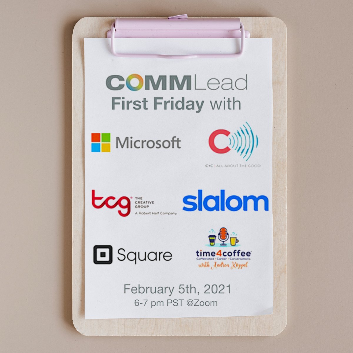 First Friday is this Friday at 6 PM PT!
bit.ly/CL-fri-0205☑️
⁣
Learn how to maximize COVID-19 job search with recruiters from Microsoft, Square, C+C, the Creative Group, Slalom and the founder of College2Career Academy &amp; Time4Coffee.⁣
PS: There are multiple open roles!👍
