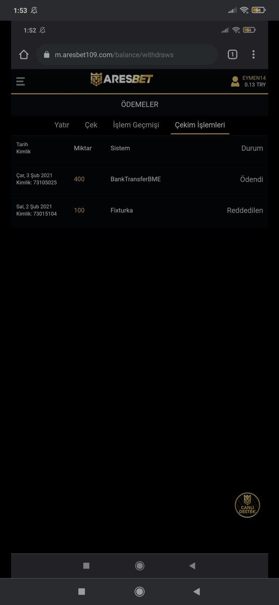 aresbet farki ile kulanici adim Eymen14