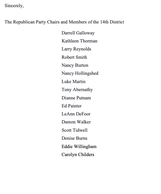 SecretsBedard's tweet photo. Why doesn't @mtgreenee care about the incoming flak from DC?

She raised over $300,000 -- $150,000 just yesterday -- from over 10,000 donors in her fight against Washington in the past week and support from key GOP leaders back home in this letter👇
https://t.co/uRsWev8m4l https://t.co/pJ1O5aa0R1