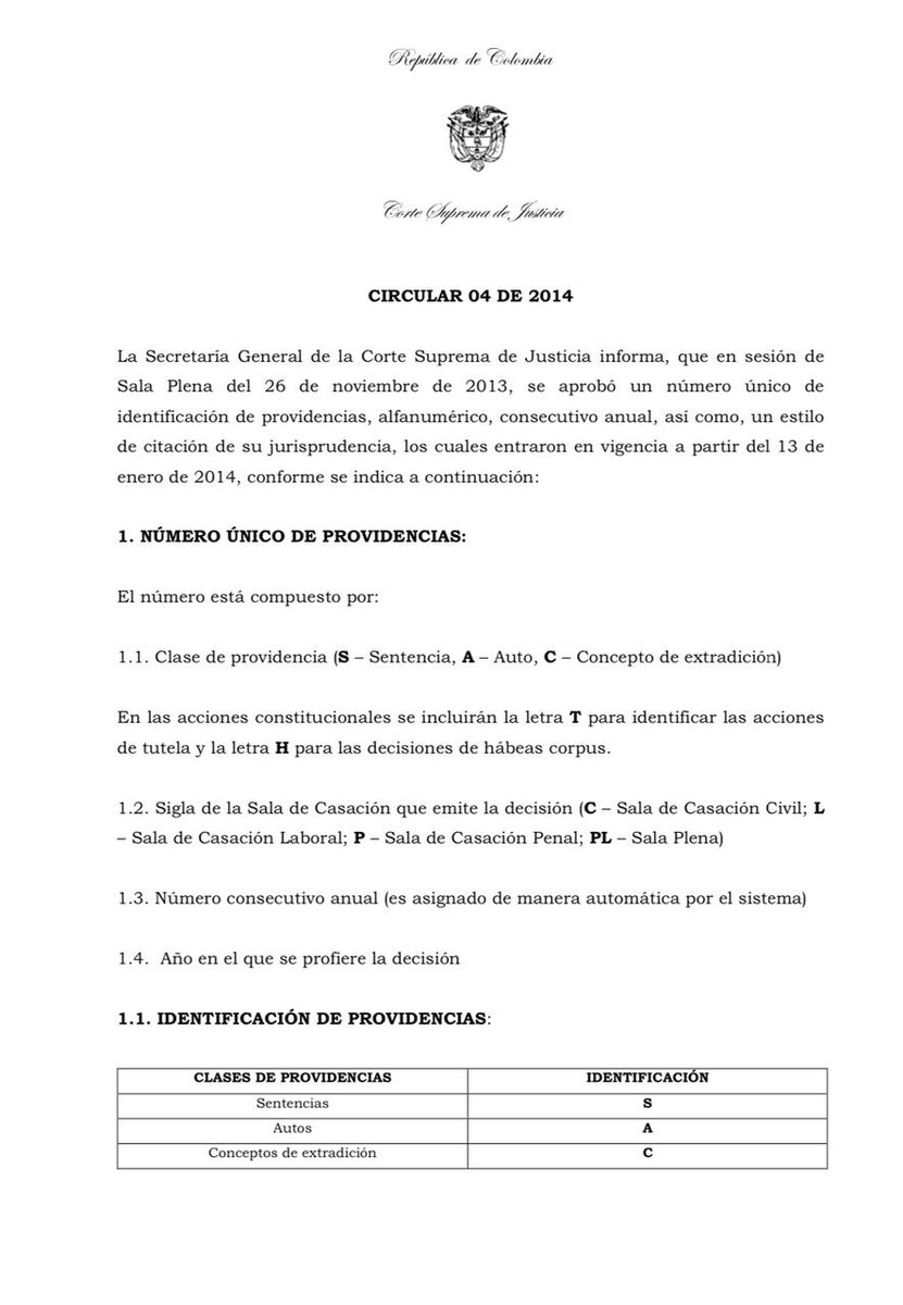 Ronaldsanabria1's tweet photo. El modelo de citación de providencias judiciales de la @CorteSupremaJ me parece sencillo, preciso y muy útil. Se debería utilizar de manera uniforme por toda la comunidad jurídica (Rama Judicial, litigantes, profesores, estudiantes). 

¡Mi humilde regalo, colegas!, ¡feliz día! https://t.co/FJDwl2iRaT