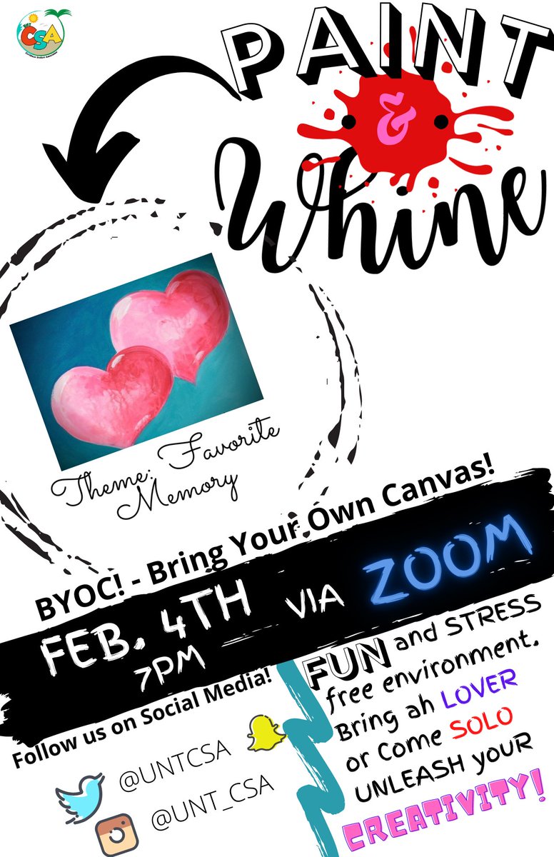 UNTCSA's tweet photo. Tomorrow Night! 🎨💃🏽Unleash Your Creativity with CSA (Dm for the zoom link) #UNT #UNTCSA https://t.co/EDnzt1EHMk