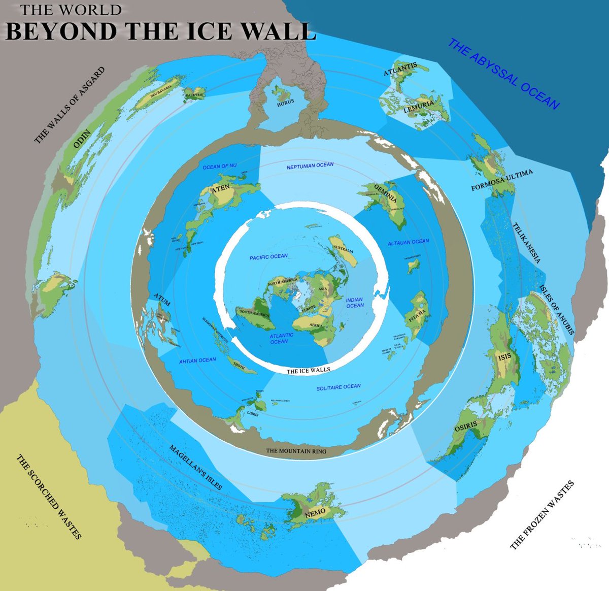 flat earth map ice wall