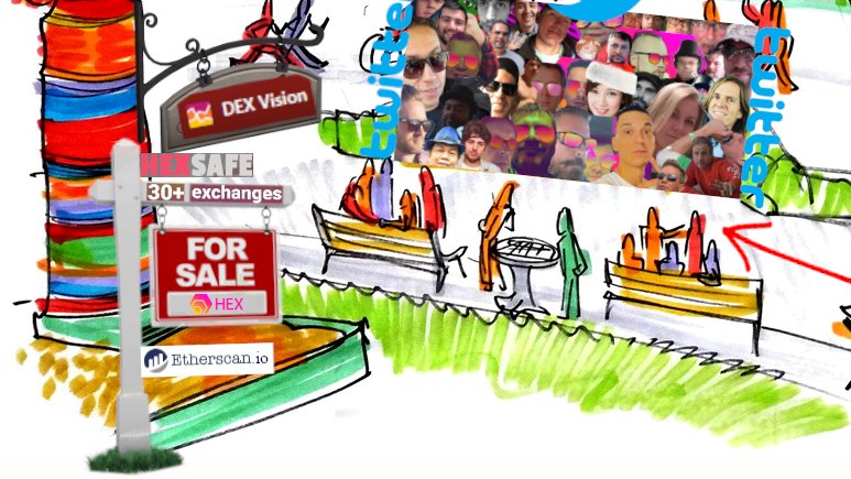 OK! Feeling refreshed? Good! You still want to learn more? Alrighty then!Let's take a close look at the signpost on the far left of the park!Witness the plethoric network of sites! Generated for free by the  #HEX community!If you like  #crypto stats, you're going to LOVE Hex!