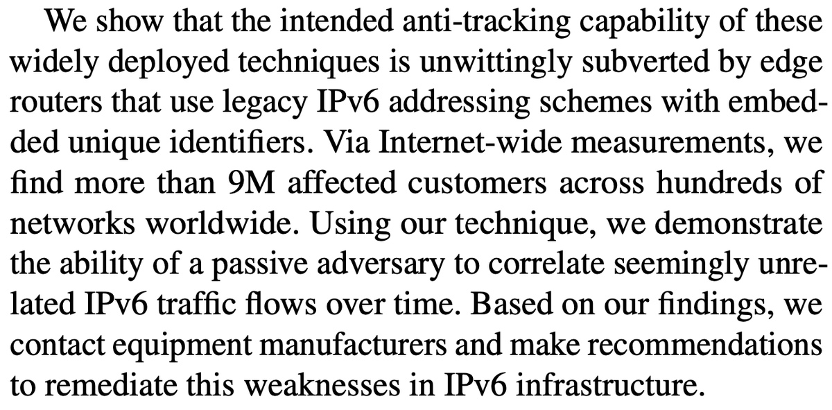 Enno_Insinuator's tweet photo. Why EUI-64 still is a (privacy) problem:
Follow the Scent. Defeating IPv6 Prefix Rotation Privacy
https://t.co/dP7ge1qeUj [PDF] https://t.co/KzWGsO7Upg
