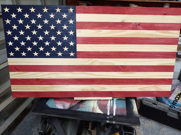 PerfectW00dwork's tweet image. Some more great work finishing up. Ol Glory coming in right at 48&quot;. Have ideas for a larger flag to proudly display? Make sure to send us a message and let&apos;s make it happen!