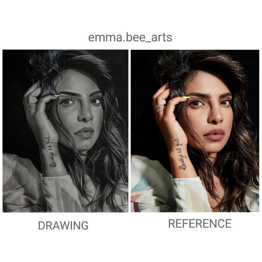 Emma_bee_arts's tweet photo. Portrait drawing of my favorite Indian actress
 @priyankachopra @AnomalyHaircare @nickjonas @TeamPriyanka #PriyankaChopra #NickJonas #Anomalyhaircare Kindly repost and comment and tag @priyankachopra and repost till she sees this https://t.co/8UD6SVUiyW