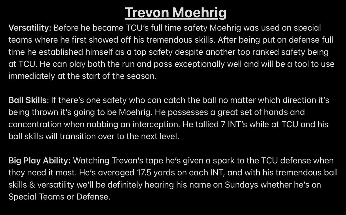 4. Tre’von Moehrig ( @TheReal_Tre7)