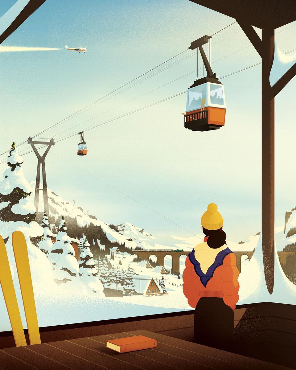 Ski Cabin, Personal Work 🚠 by <a href="/_tompeake/">Tom Peake</a> represented by <a href="/Meiklejohn_/">Meiklejohn</a> 
-
View more work here: buff.ly/2PcgSDF
-
#skiresort #snow #slopes #cablecar #winter #chalet #skiing #wintersports #graphic #characterart #graphicsart #conceptart #directoryofillustration