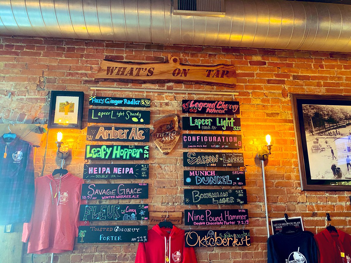 ZachEClark's tweet photo. I had an excellent time at #TiltedAxis in Lapeer. What a great spot downtown. Craft beer/wine/spirits/mead - all handmade. Plus, the pizza is a knockout. Catch a new #CraftBeerConversation at 740a/1140a/440p/940p this Friday on @WWJ950.
LISTEN: https://t.co/2VB4QuROR9 https://t.co/hKofjDSZ84