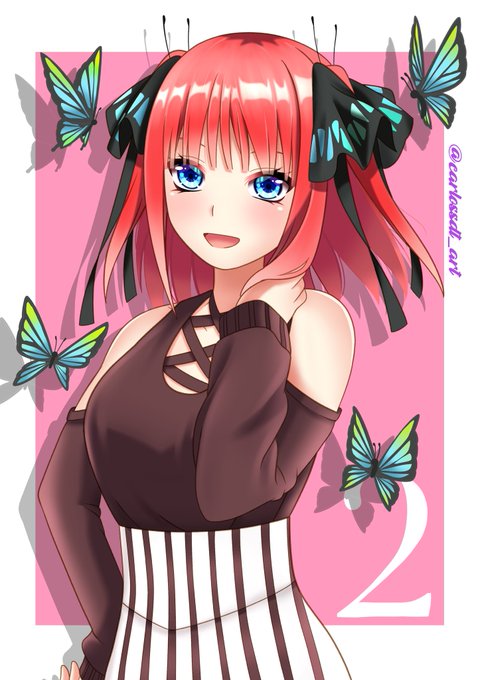 ZelrekさんがTwitterに投稿した中野二乃(五等分の花嫁)のイラスト。