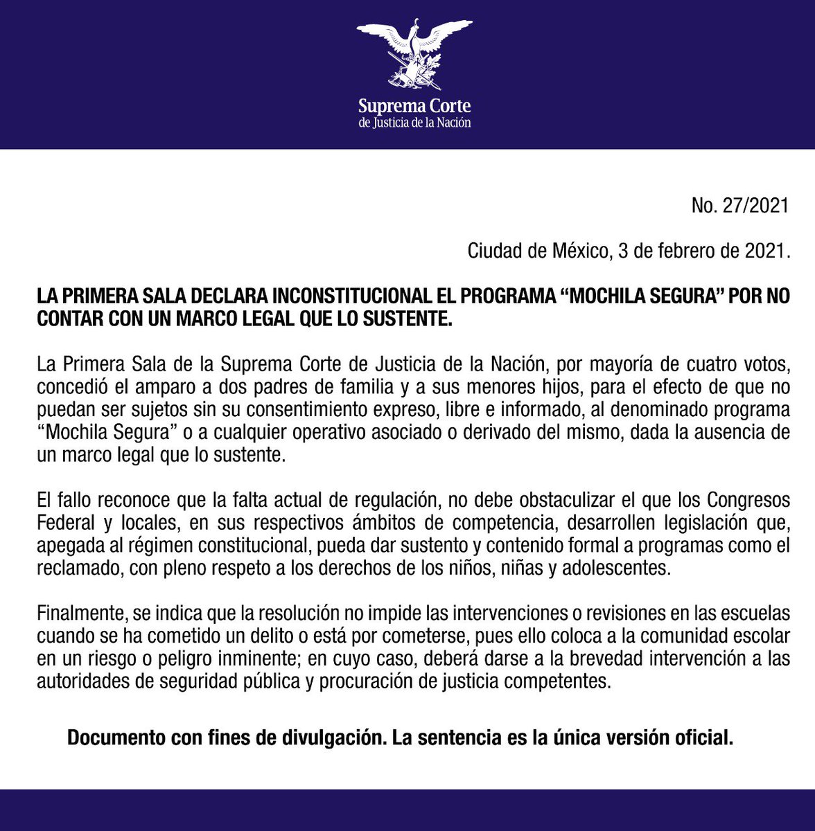 informal Secretar galón Suprema Corte on Twitter: "La 1ª Sala amparó a dos padres de familia y a sus menores hijos, para que no puedan ser sujetos sin su consentimiento expreso, libre e informado, al informal Secretar galón Suprema Corte on Twitter: "La 1ª Sala amparó a dos padres de familia y a sus menores hijos, para que no puedan ser sujetos sin su consentimiento expreso, libre e informado, al
