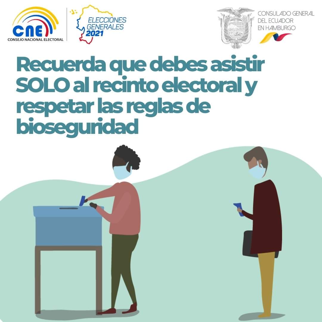 📌ELECCIONES GENERALES 2021
Dirección: restaurante Das Speisekabinet, Moorweidenstraße 36, 20146 Hamburg. 
Recuerda que este 7 de febrero deberás acudir sin compañía a votar y cumplir con las reglas de bioseguridad <a href="/EmbajadaEcuDEU/">Embajada del Ecuador en Alemania</a>
<a href="/CancilleriaEc/">Cancillería del Ecuador 🇪🇨</a>
#YoMeCuido
#Elecciones2021Ec