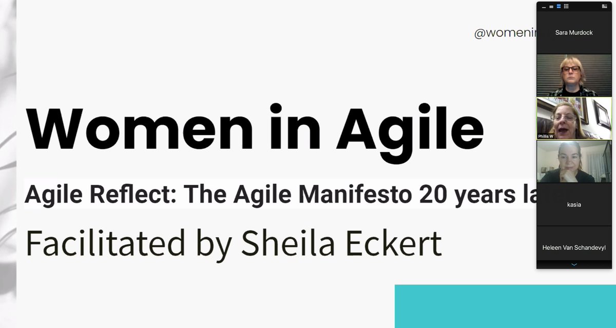 murdock_sara's tweet image. #Agile20Reflect with @womeninagileorg on the 2001 agile manifesto update. Funny how cultures change so slowly that a field built around iteration and constant value creation took 2 decades to evolve! #futureofwork #agile
