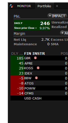 ZealousTrading's tweet photo. today was my best day ever made $246 today and so i walked after being up that much which was nice but yesterday i was down $-98 my best trade was on $GBR in at $7.08 sold 40 shares at $8.37 for a bit of comfort then 60 shares at $9.32 so happy with the trade @DansGamePoker https://t.co/O3FtvqJgFc