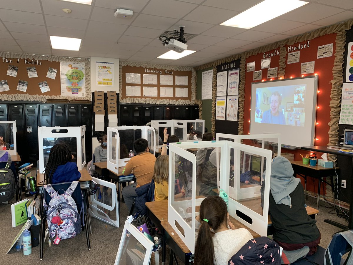 MsBellCRE's tweet photo. My students had such a great time getting to meet and talk with @cylev today! We loved reading “The Youngest Marcher” for World Read Aloud Day!📚 @welcometothelib #CREleads https://t.co/ox1VhJlpJm