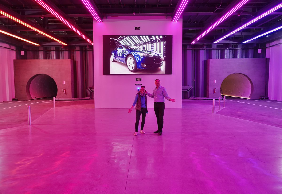 FutureJurvetson's tweet photo. Driving underground and under water today with The Boring Company.

Tunneling under the water table and Vegas hard rock, they delivered a >10x cost and 2.5x time savings vs. the alternatives!  Same #'s for Ontario Airport Loop.

Hiring in Austin &amp; Vegas 🌚 https://t.co/imXpzAgdJS https://t.co/i2SArDagRp