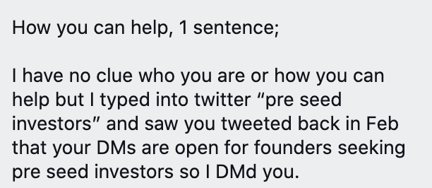 The next response? a -10 /10. yes, that's a -10. At this point, I thought this was hot head know it all founder who didnt know what he needed and was throwing shit at the wall and see what stuck.