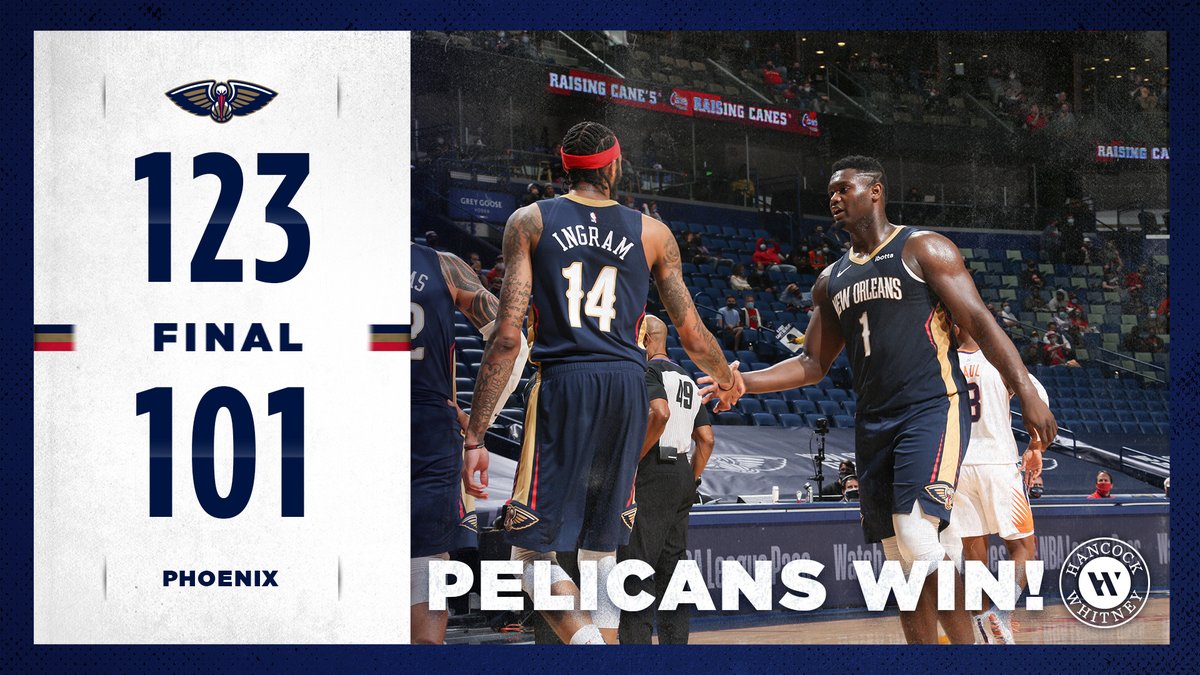 PelicansNBA's tweet photo. Late night W!

#WontBowDown | @HancockWhitney https://t.co/RUnj2PREZu