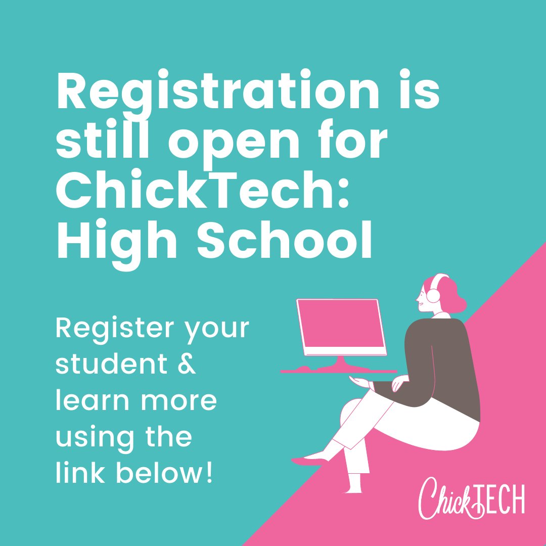 ChickTechSea's tweet image. ChickTech’s Virtual High School program has started but it’s not too late to join the fun! Join our FREE year-long tech program full of hands-on workshops and events. Learn how to code, build a website or create a video game! Learn more at: chicktech.org/for-students/h…