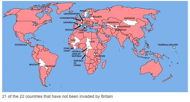 4/ "Celts, Romans, Angles, Saxons, Jutes, Danes, and Normans fused to produce Englishmen."British have invaded 9 out of 10 countries 