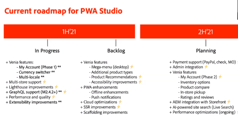logzhere's tweet image. Roadmap for #Magento PWA Studio

Great set of insights by 
@ericerway

#ecommerce #PWA #MM21IN