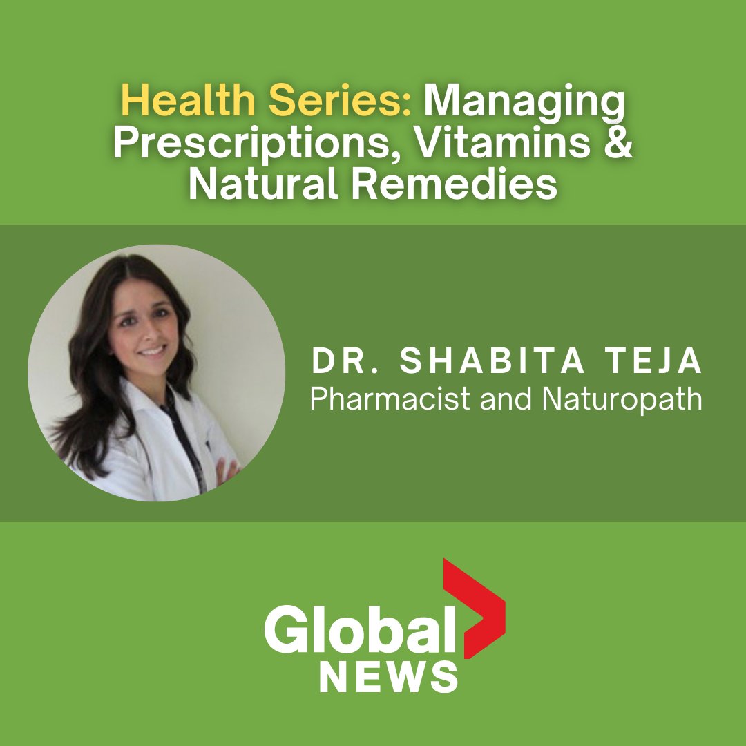 CentreSinclair's tweet photo. Did you miss Dr. Shabita Teja's guest feature on Global News this morning? Good news! You can watch it again!

Learn how to best manage various medical and medicinal remedies so they don’t negatively interact with each other.

Watch here 👉 https://t.co/XXMtxsLNGL

#globalnewsca https://t.co/xxeCwcs06p