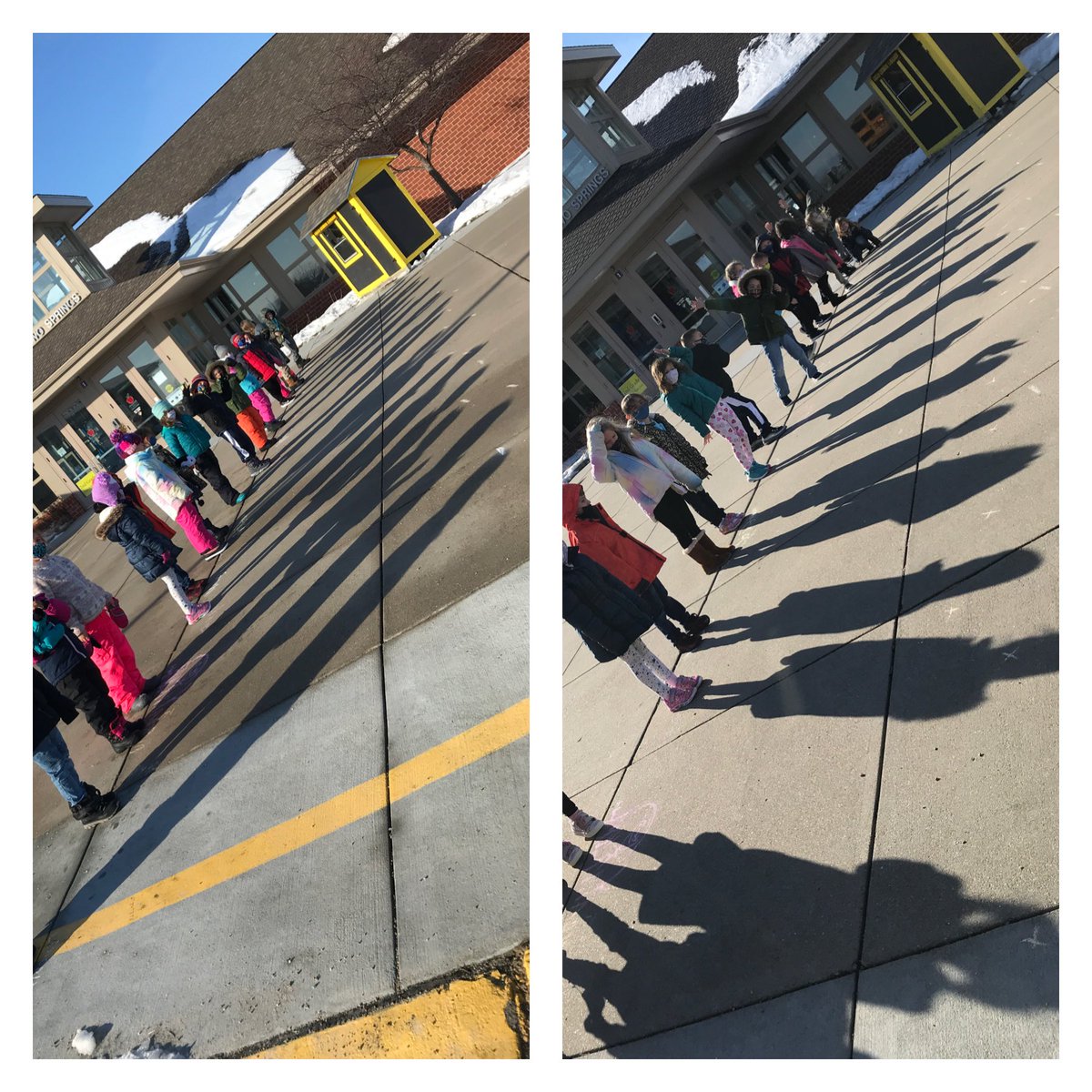 The beautiful ☀️ came out today so we were able to see our groundhog shadows! It was a day late but the K-kids ❤️ it! #bpsne #tswildcats