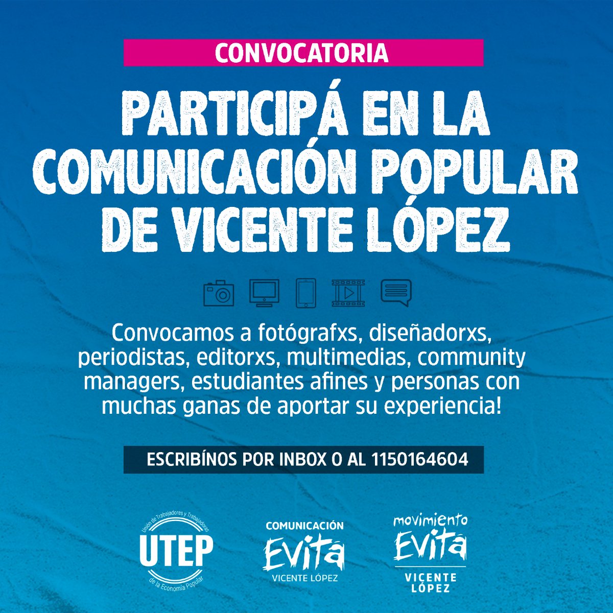 Participá, sumate, colaborá, militá la Comunicación Popular de #VicenteLópez 📸🎥📲🎙👩‍💻👨‍💻