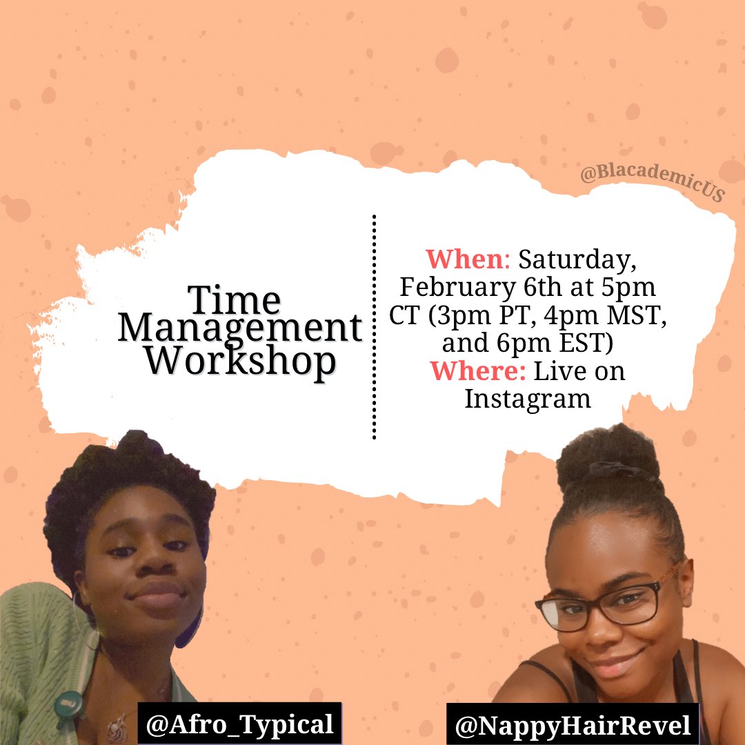 BlacademicUS's tweet photo. Wazaaap friends! As promised, here is the event poster for THIS Saturday with details! Please be sure to like and (respectfully) share it with those who you think may benefit from this!
We hope to see some of you there!
#BlacademicUS #BlackHistoryMonth #SupportBlackStudents https://t.co/Tx8IEsmDwc