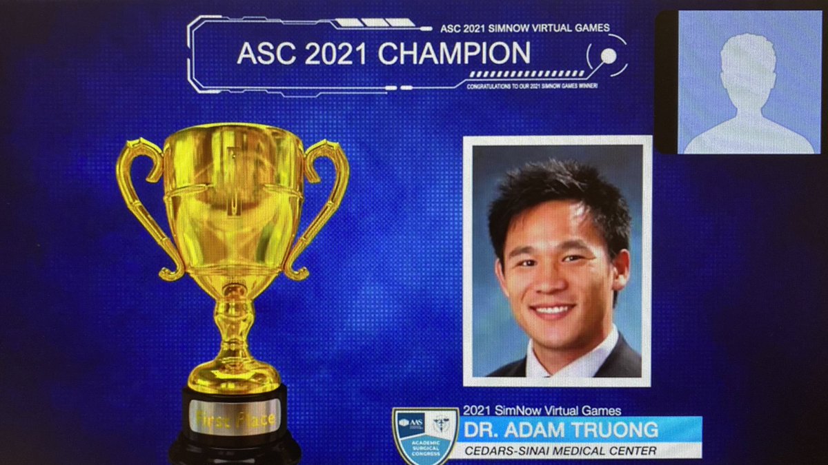 Alexandra Gangi, MD (@agangimd) on Twitter photo Congrats to our very own surgical superstar <a href="/DrTruMD/">Adam Truong, MD</a> for dominating in the #ASC2021 #simnowgames! Well done <a href="/GenSurg_CS/">Cedars-Sinai Gen Surg Residents</a> <a href="/DeptSurgeryCS/">Department of Surgery at Cedars-Sinai</a> <a href="/FarinAmersi/">Farin Amersi</a> <a href="/alban_rf/">Rodrigo F Alban MD</a> <a href="/KarenZaghiyanMD/">Karen Zaghiyan, M.D.</a> <a href="/AcademicSurgery/">Assoc4AcademicSurgery</a> Future #Colorectal surgery rockstar! Congrats to our very own surgical superstar <a href="/DrTruMD/">Adam Truong, MD</a> for dominating in the #ASC2021 #simnowgames! Well done <a href="/GenSurg_CS/">Cedars-Sinai Gen Surg Residents</a> <a href="/DeptSurgeryCS/">Department of Surgery at Cedars-Sinai</a> <a href="/FarinAmersi/">Farin Amersi</a> <a href="/alban_rf/">Rodrigo F Alban MD</a> <a href="/KarenZaghiyanMD/">Karen Zaghiyan, M.D.</a> <a href="/AcademicSurgery/">Assoc4AcademicSurgery</a> Future #Colorectal surgery rockstar!