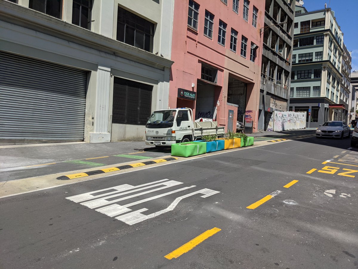 Hi <a href="/AklTransport/">Auckland Transport</a> this flatbed is currently parked on the cycleway at the bottom of the federal Street